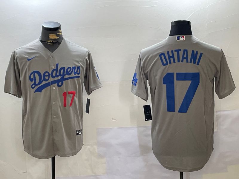 Men Los Angeles Dodgers #17 Ohtani Grey Game 2024 Nike MLB Jersey style 11206